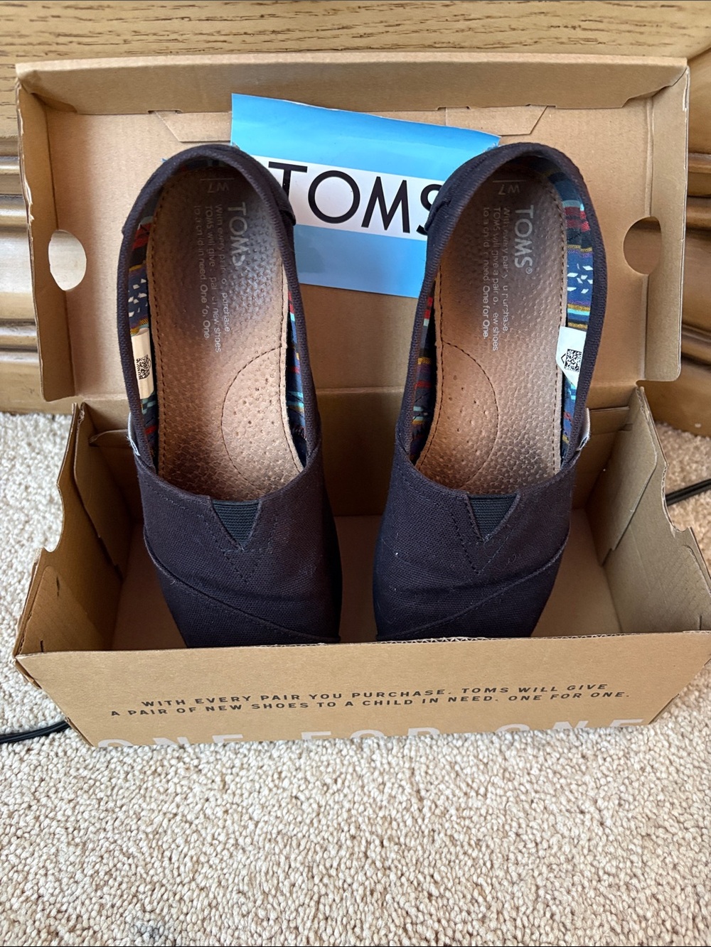 Toms Black Canvas Slip-On Flats